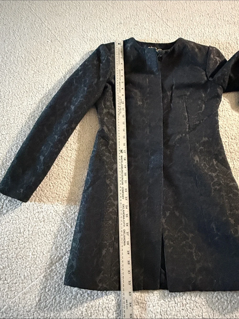 BB Dakota Black Floral Jacquard Long Blazer Coat Size Small